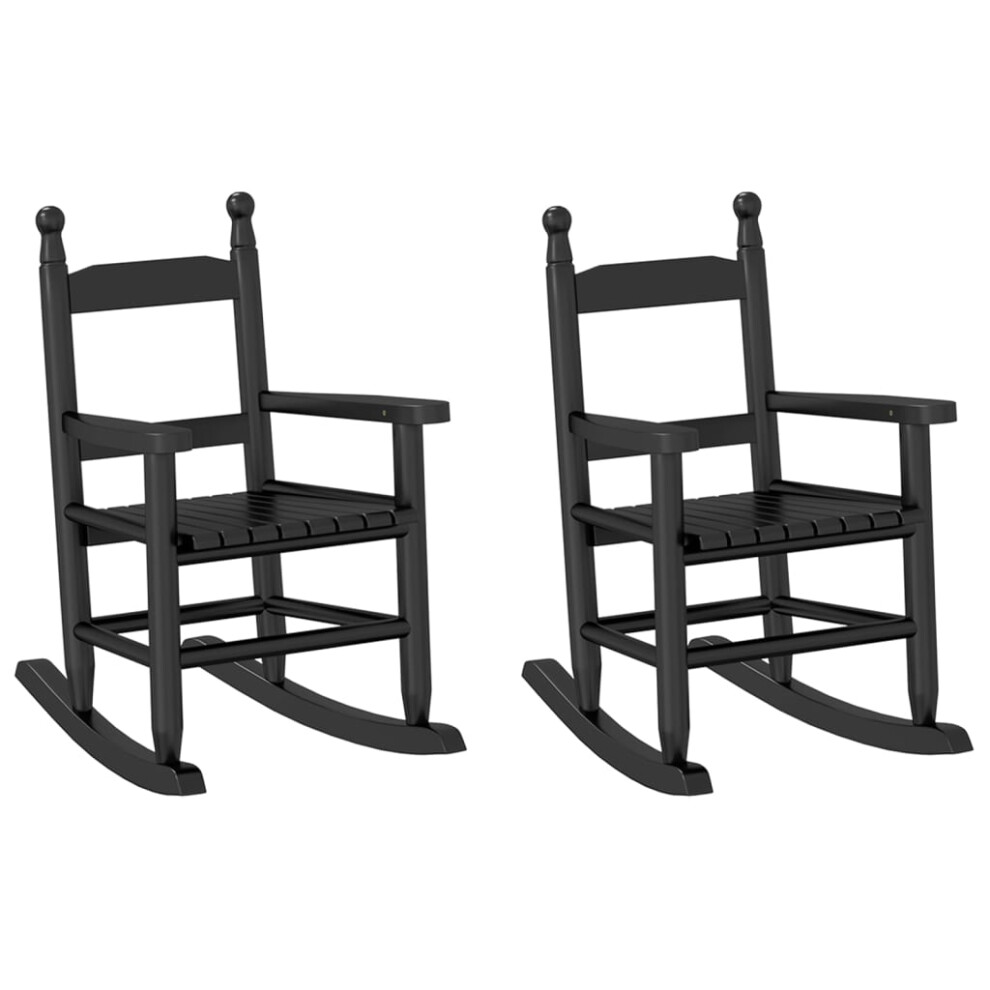 (black, 2 pcs) vidaXL Rocking Chairs for Children Outdoor Chair 2 pcs Black Solid Wood Poplar