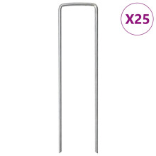 (15 x 3.5 cm/ 25 pcs) vidaXL Ground Pegs U Shape Ground Stake Garden Peg Tent Peg Galvanised steel