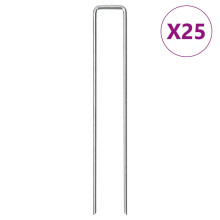 (20 x 3.5 cm/ 25 pcs) vidaXL Ground Pegs U Shape Ground Stake Garden Peg Tent Peg Galvanised steel