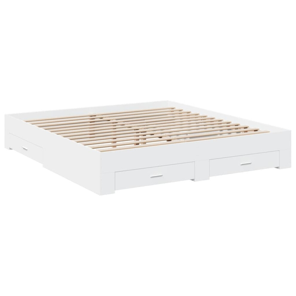 (white, 180 x 200 cm) vidaXL Bed Frame with Drawers Bed Base Grey Sonoma 140x200 cm Engineered Wood