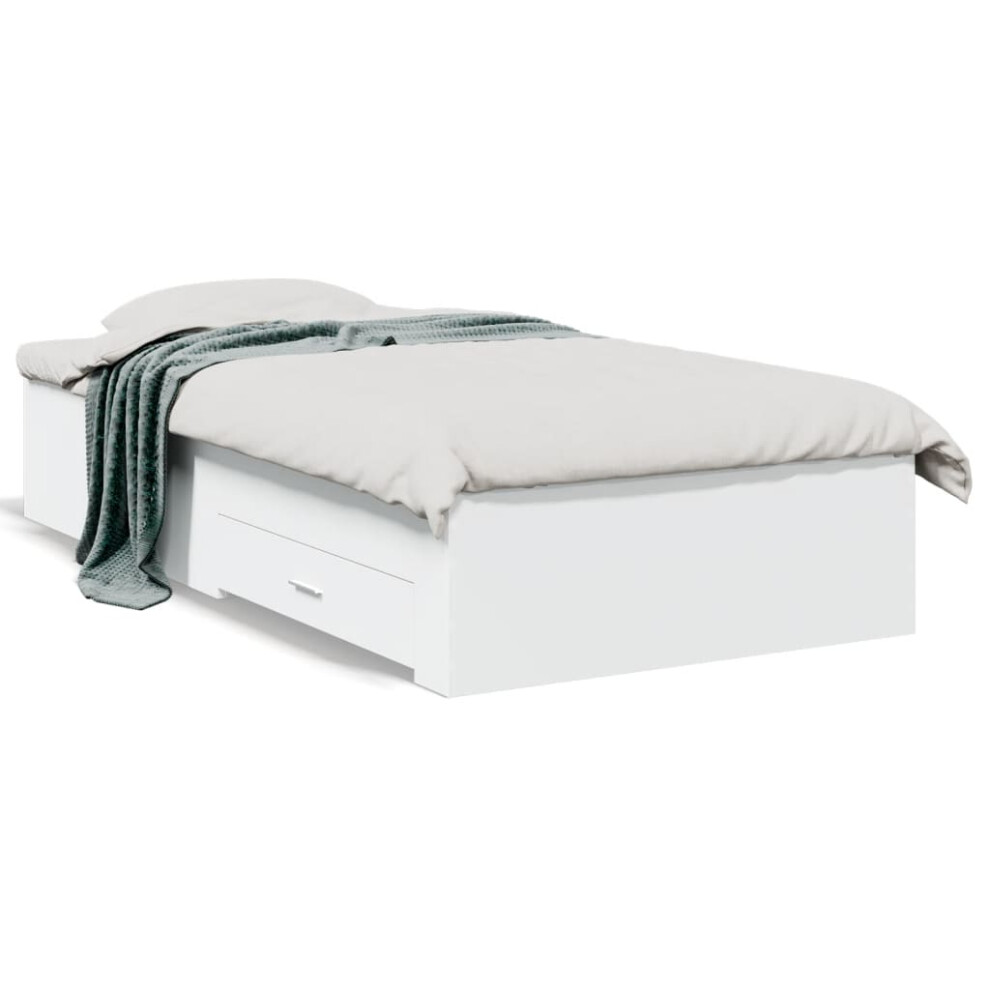 Vidaxl (White, 90 X 190 Cm) Bed Frame With Drawers Bed Base Grey Sonoma 140X200 Cm Engineered Wood
