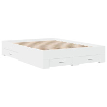 (white, 135 x 190 cm) vidaXL Bed Frame with Drawers Bed Base Grey Sonoma 140x200 cm Engineered Wood