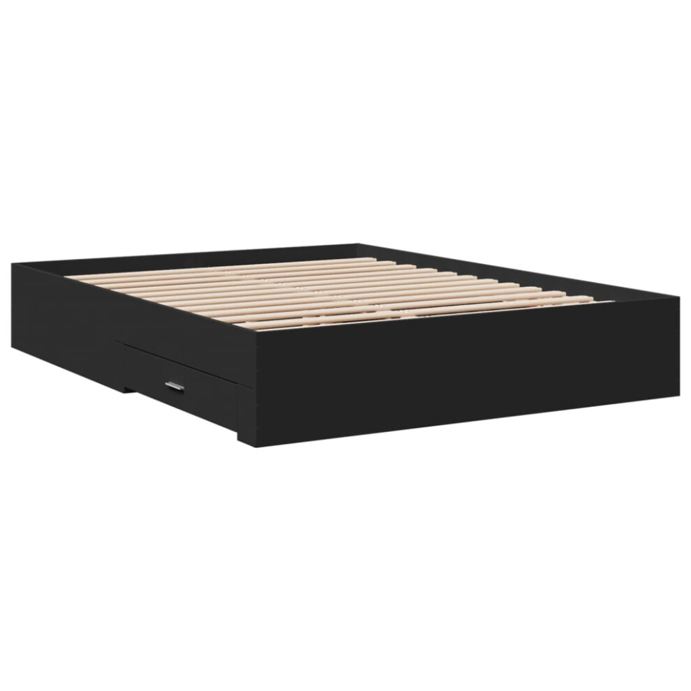 (black, 160 x 200 cm) vidaXL Bed Frame with Drawers Bed Base Grey Sonoma 140x200 cm Engineered Wood