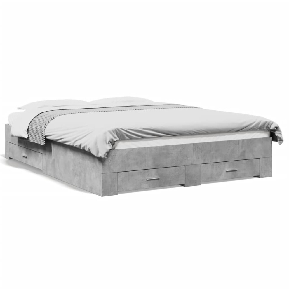 (concrete grey, 160 x 200 cm) vidaXL Bed Frame with Drawers Bed Base Grey Sonoma 140x200 cm Engineered Wood