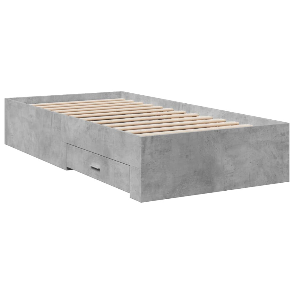 (concrete grey, 75 x 190 cm) vidaXL Bed Frame with Drawers Bed Base Grey Sonoma 140x200 cm Engineered Wood