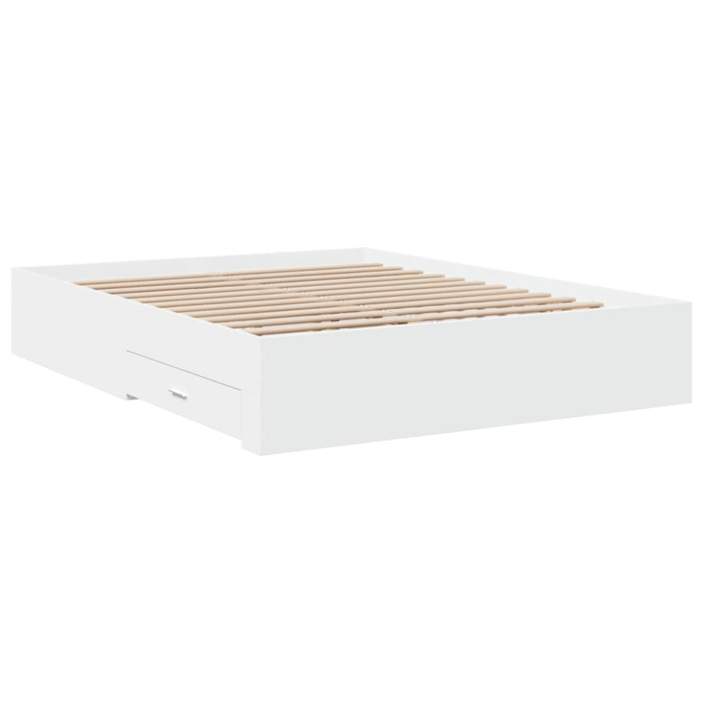 (white, 160 x 200 cm) vidaXL Bed Frame with Drawers Bed Base Grey Sonoma 140x200 cm Engineered Wood