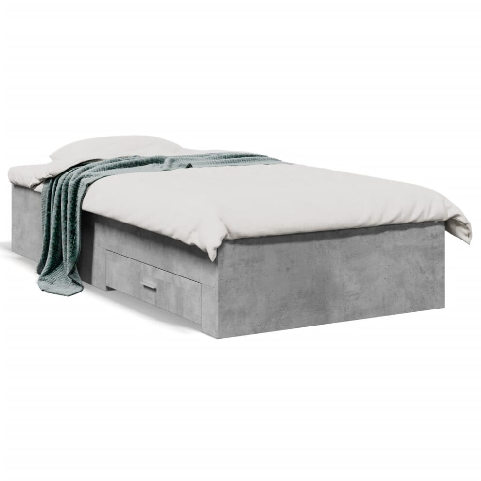 Vidaxl (Concrete Grey, 90 X 200 Cm) Bed Frame With Drawers Bed Base Grey Sonoma 140X200 Cm Engineered Wood