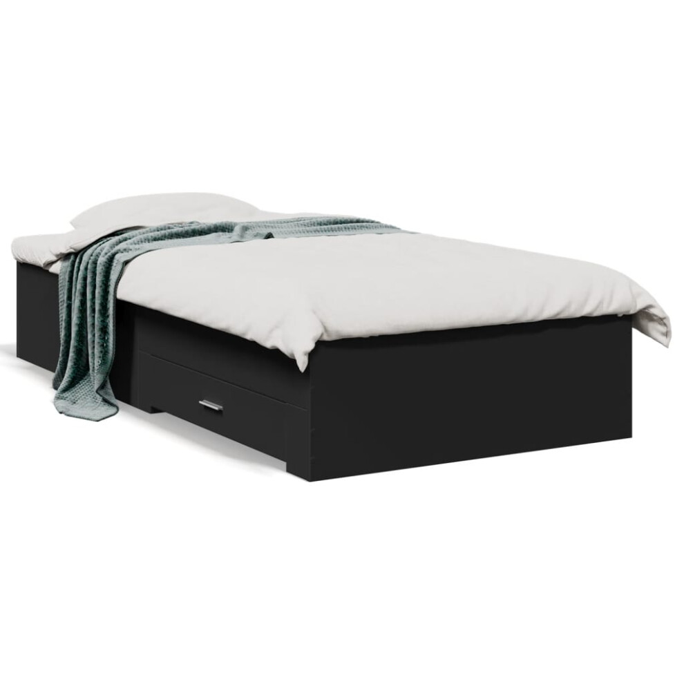 Vidaxl (Black, 75 X 190 Cm) Bed Frame With Drawers Bed Base Grey Sonoma 140X200 Cm Engineered Wood