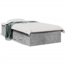 (concrete grey, 90 x 190 cm) vidaXL Bed Frame with Drawers Bed Base Grey Sonoma 140x200 cm Engineered Wood