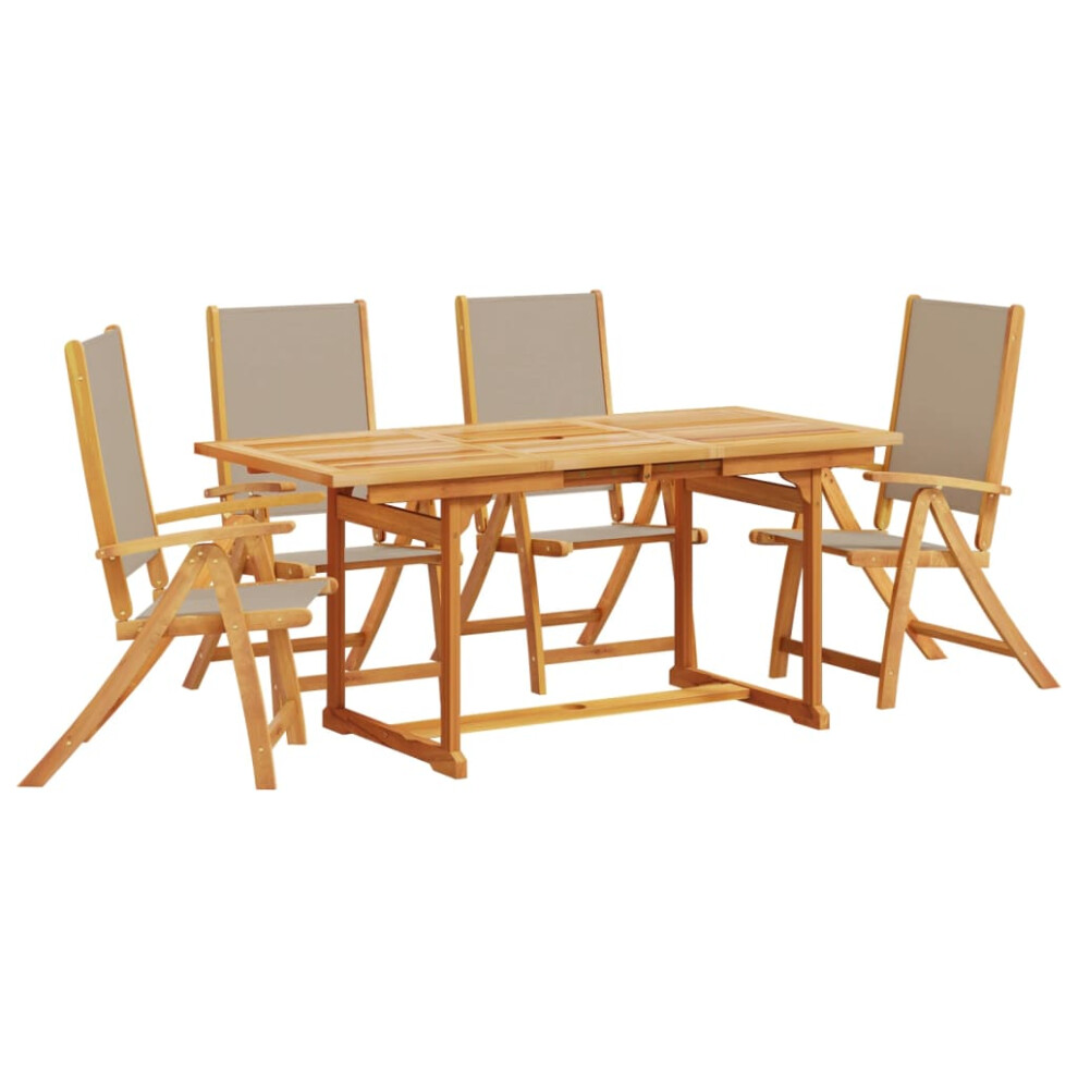 (taupe, 4 piece/rectangular) vidaXL Garden Dining Set 5 Piece Table & Chair Solid Wood Acacia and Textilene