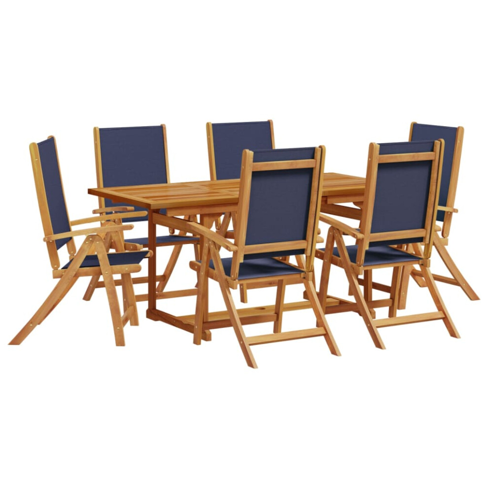 (blue, 6 piece/rectangular) vidaXL Garden Dining Set 5 Piece Table & Chair Solid Wood Acacia and Textilene