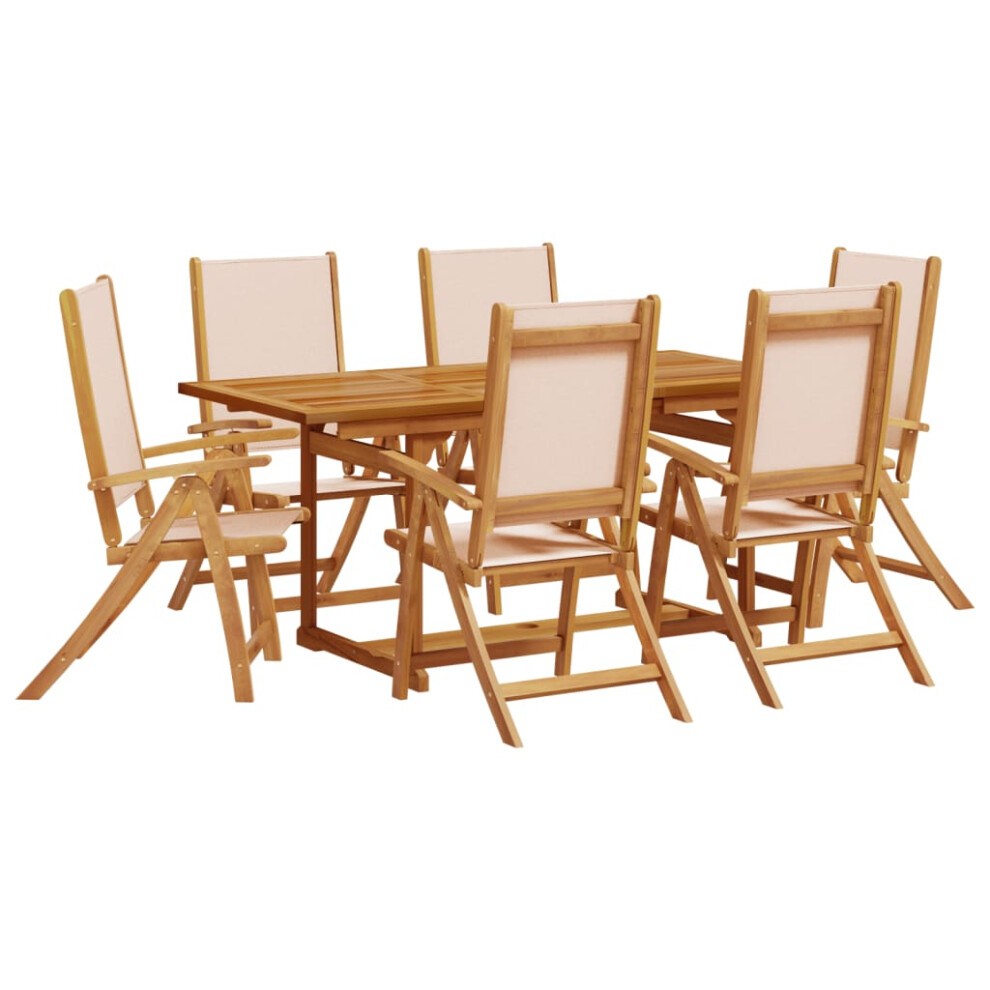 (cream, 6 piece/rectangular) vidaXL Garden Dining Set 5 Piece Table & Chair Solid Wood Acacia and Textilene