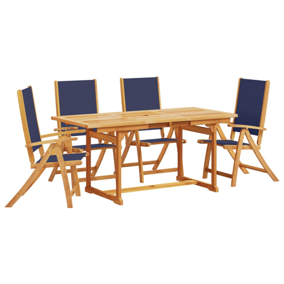 (blue, 4 piece/rectangular) vidaXL Garden Dining Set 5 Piece Table & Chair Solid Wood Acacia and Textilene