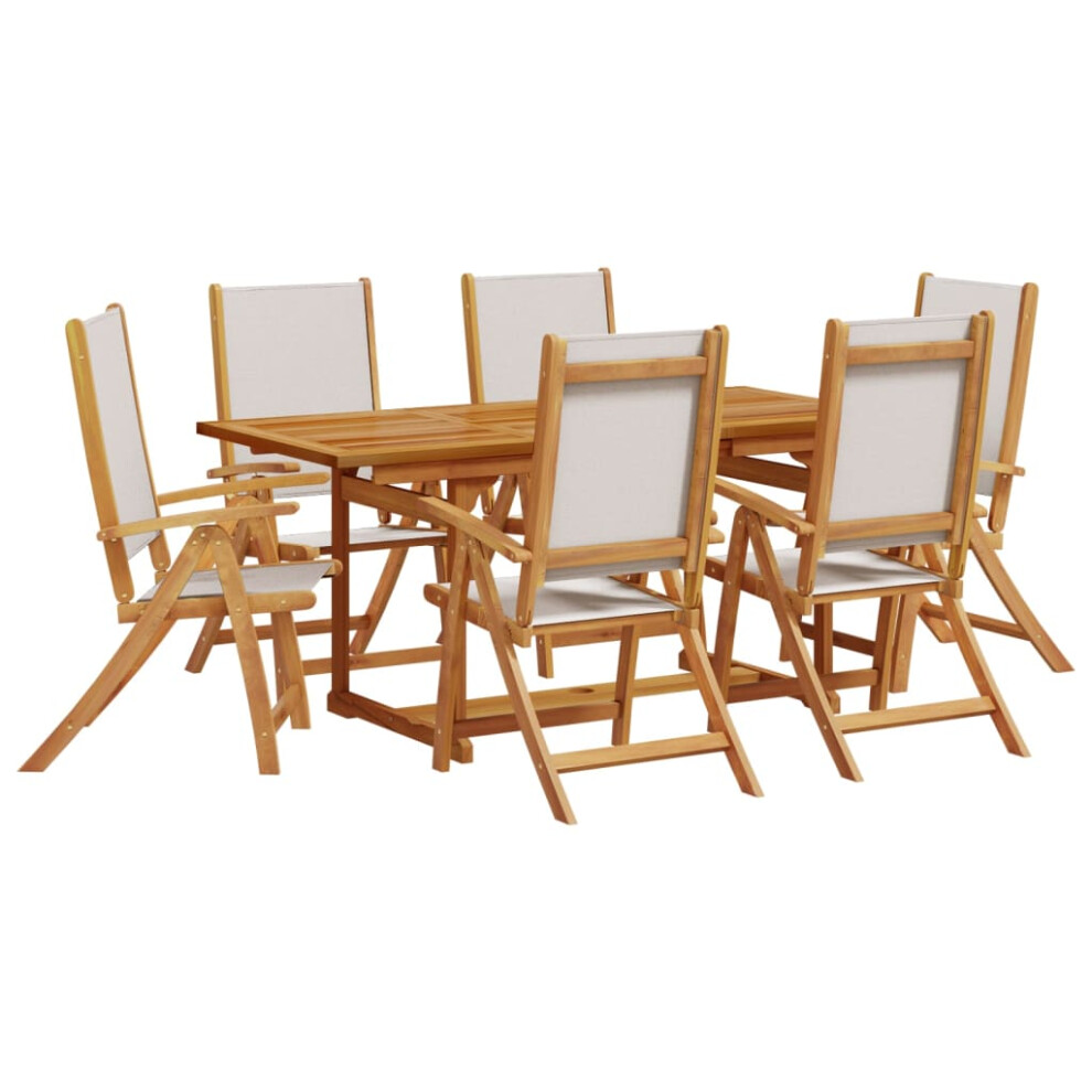 (grey, 6 piece/rectangular) vidaXL Garden Dining Set 5 Piece Table & Chair Solid Wood Acacia And Textilene