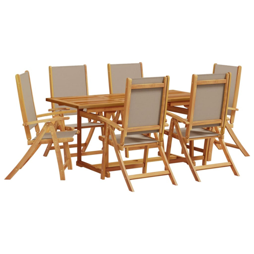 (taupe, 6 piece/rectangular) vidaXL Garden Dining Set 5 Piece Table & Chair Solid Wood Acacia and Textilene