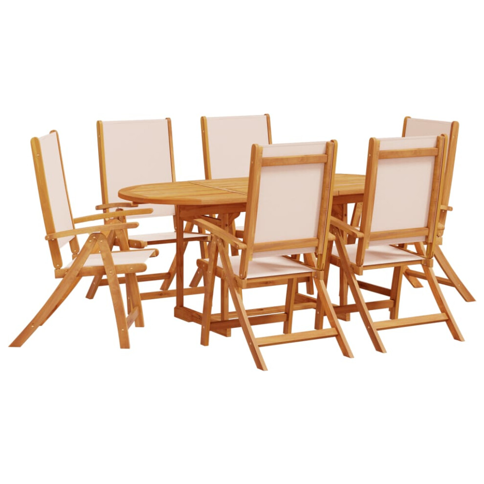 (cream, 6 piece/oval) vidaXL Garden Dining Set 5 Piece Table & Chair Solid Wood Acacia and Textilene