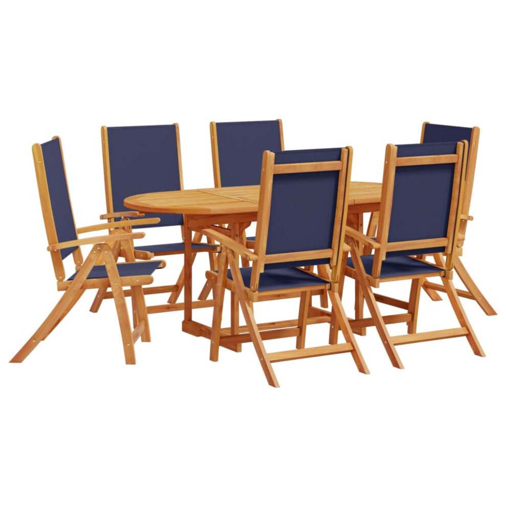 (blue, 6 piece/oval) vidaXL Garden Dining Set 5 Piece Table & Chair Solid Wood Acacia and Textilene