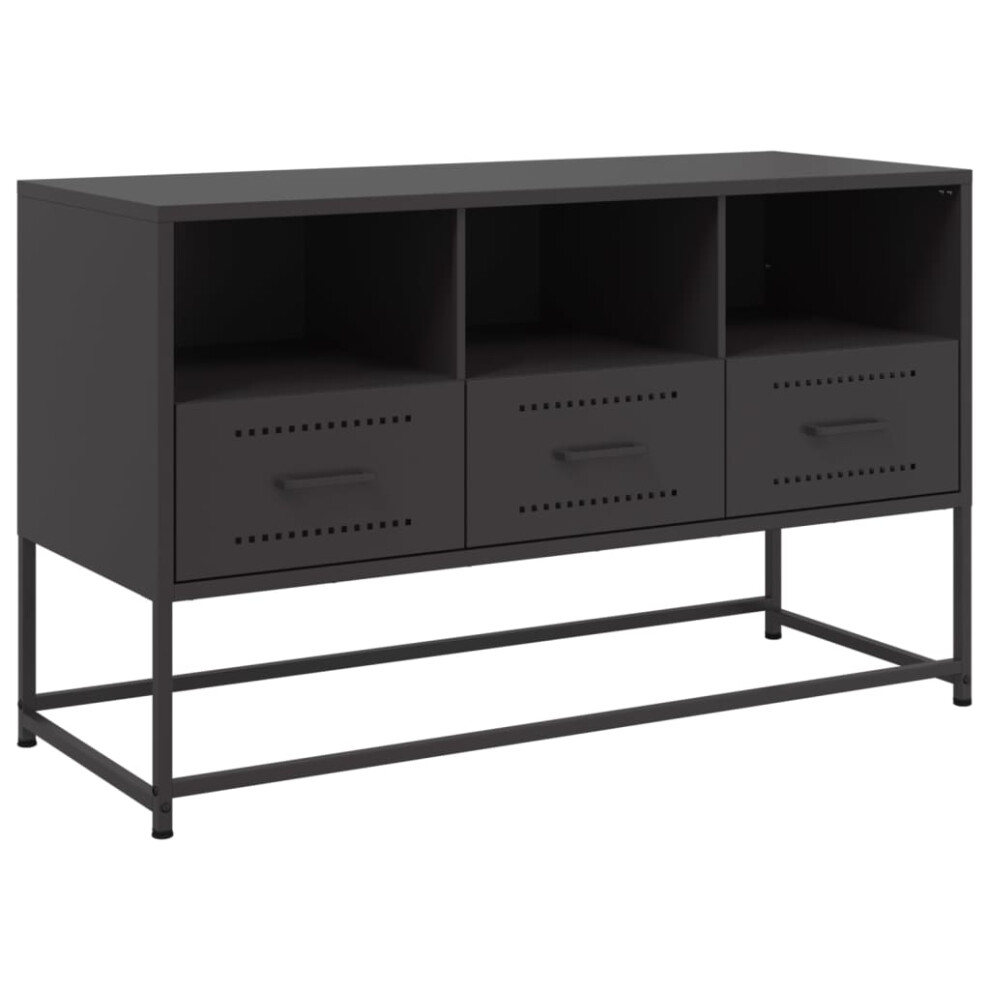 (black) vidaXL TV Cabinet TV Stand TV Unit Media Cabinet Entertainment Centre Steel