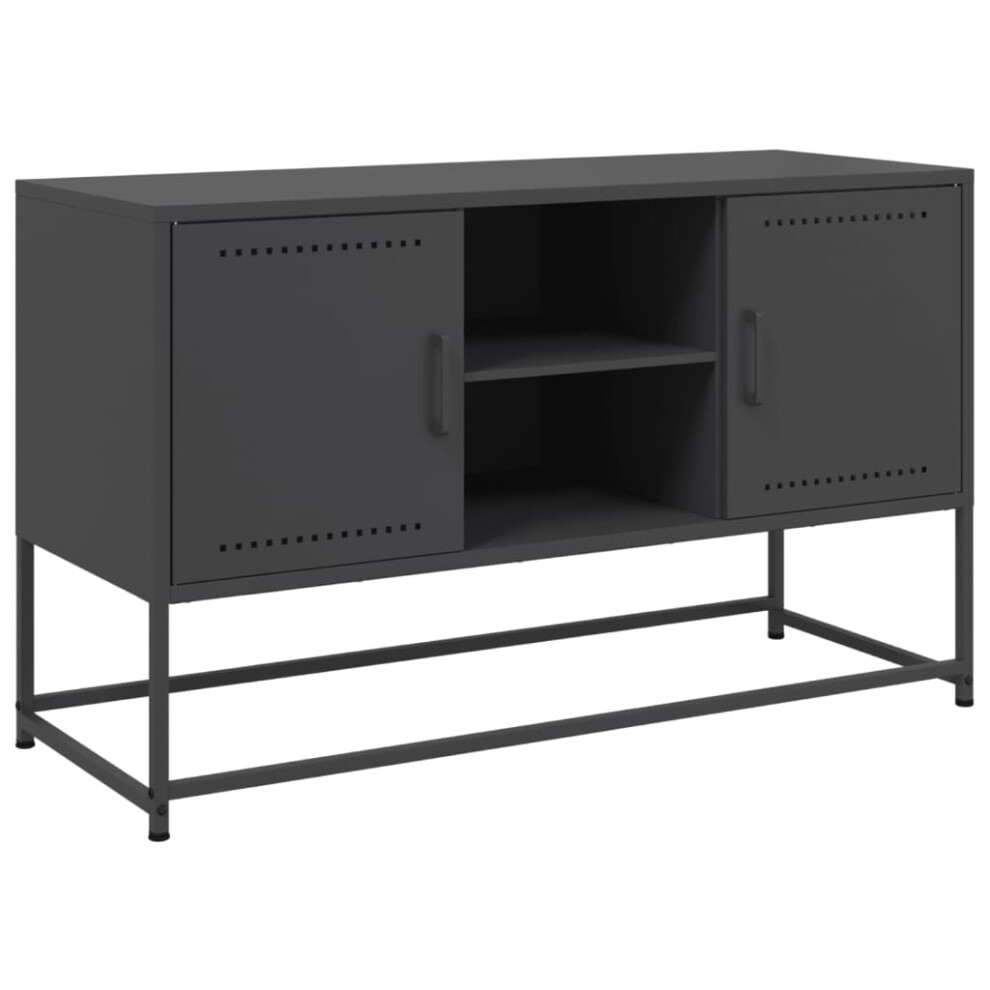 (black) vidaXL Highboard Sideboard Side Cabinet Storage Organiser Cupboard Black Steel