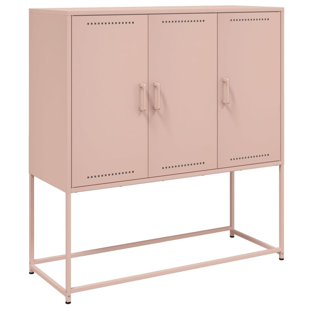 (pink) vidaXL Highboard Sideboard Side Cabinet Storage Cupboard Mustard Yellow Steel