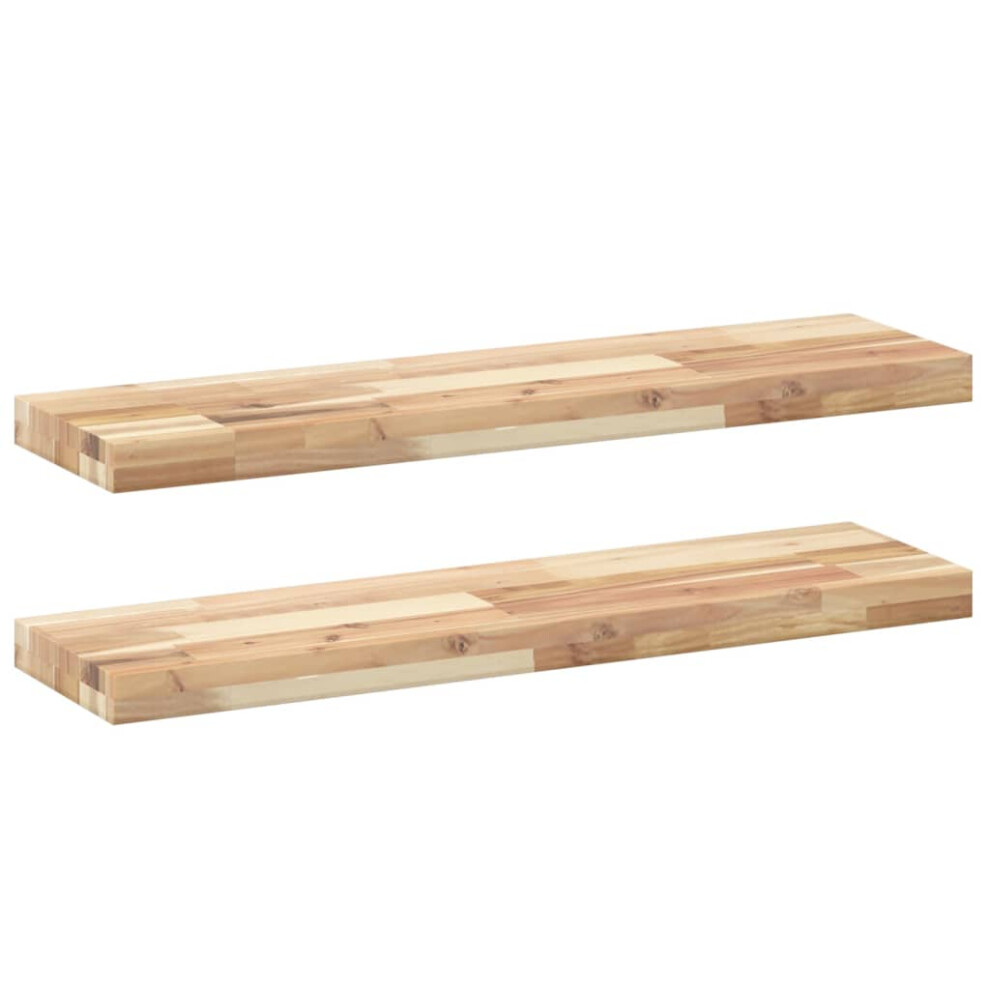 (natural, 100 x 20 x 4 cm/ 2 pcs) vidaXL Floating Shelves Wall Storage Shelf 4pcs Untreated Solid Wood Acacia