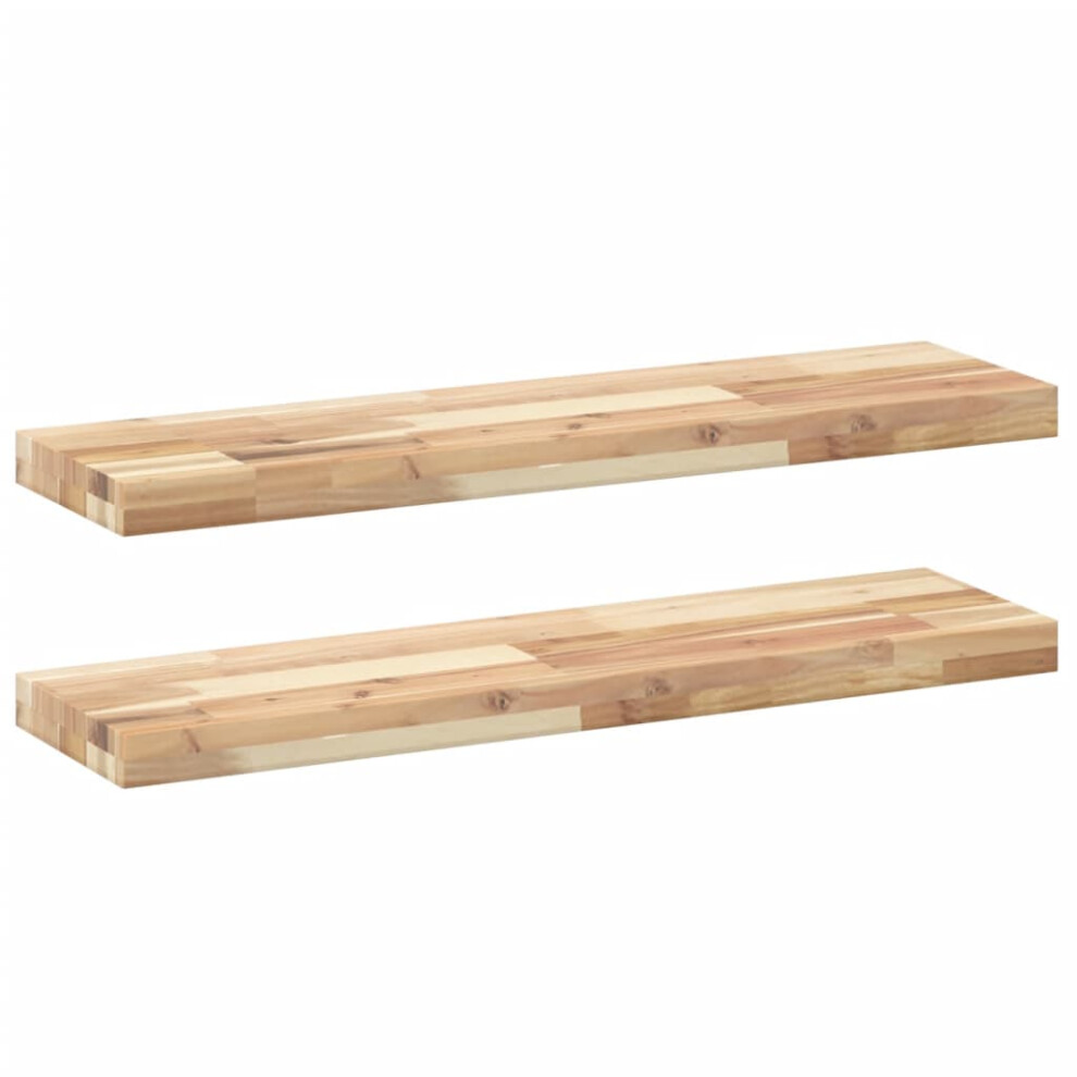 (natural, 80 x 20 x 4 cm/ 2 pcs) vidaXL Floating Shelves Wall Storage Shelf 4pcs Untreated Solid Wood Acacia