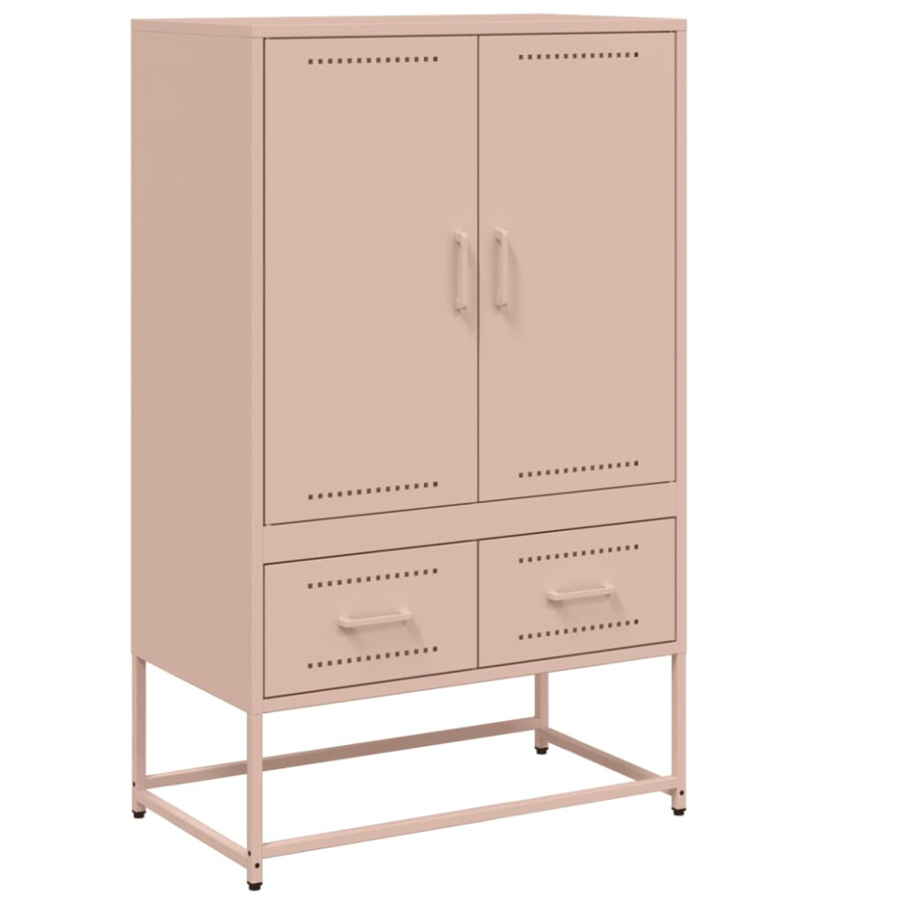 Vidaxl (Pink) Highboard Sideboard Buffet High Cabinet Storage Cupboard Black Steel