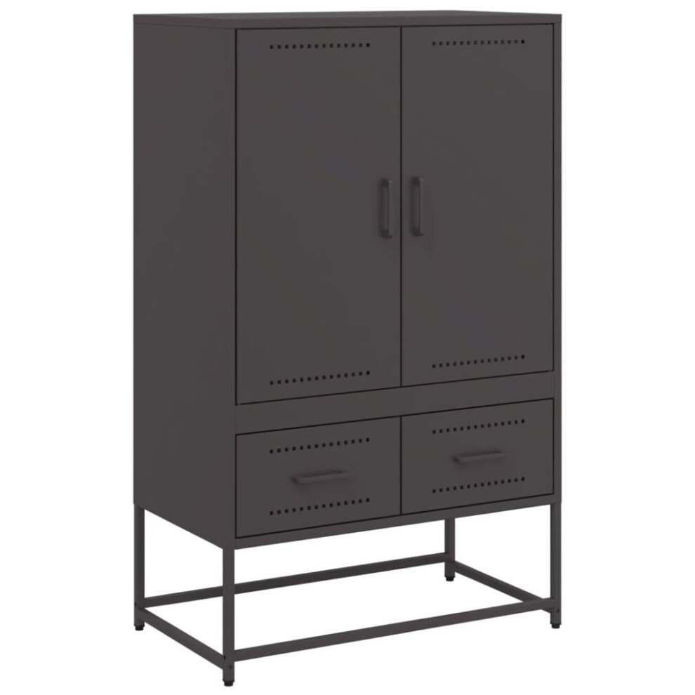 Vidaxl (Black) Highboard Sideboard Buffet High Cabinet Storage Cupboard Black Steel