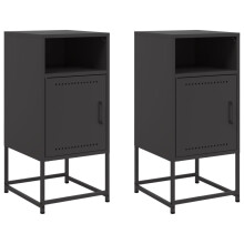 (black, 2 pcs) vidaXL Bedside Cabinet Nightstand Bed Table Bed Cabinet Mustard Yellow Steel