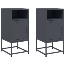 (anthracite, 2 pcs) vidaXL Bedside Cabinet Nightstand Bed Table Bed Cabinet Mustard Yellow Steel