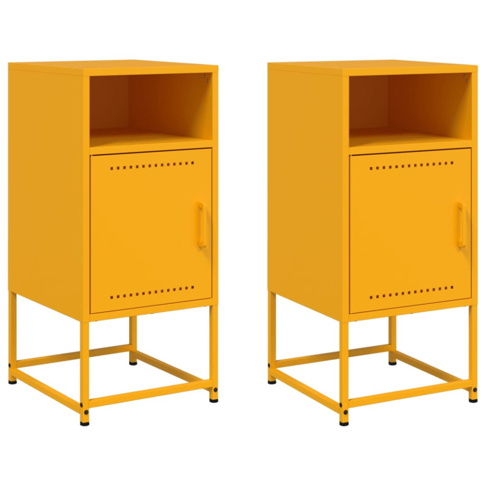 Vidaxl (Yellow, 2 Pcs) Bedside Cabinet Nightstand Bed Table Bed Cabinet Mustard Yellow Steel