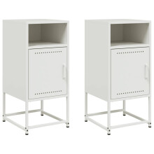 (white, 2 pcs) vidaXL Bedside Cabinet Nightstand Bed Table Bed Cabinet Mustard Yellow Steel