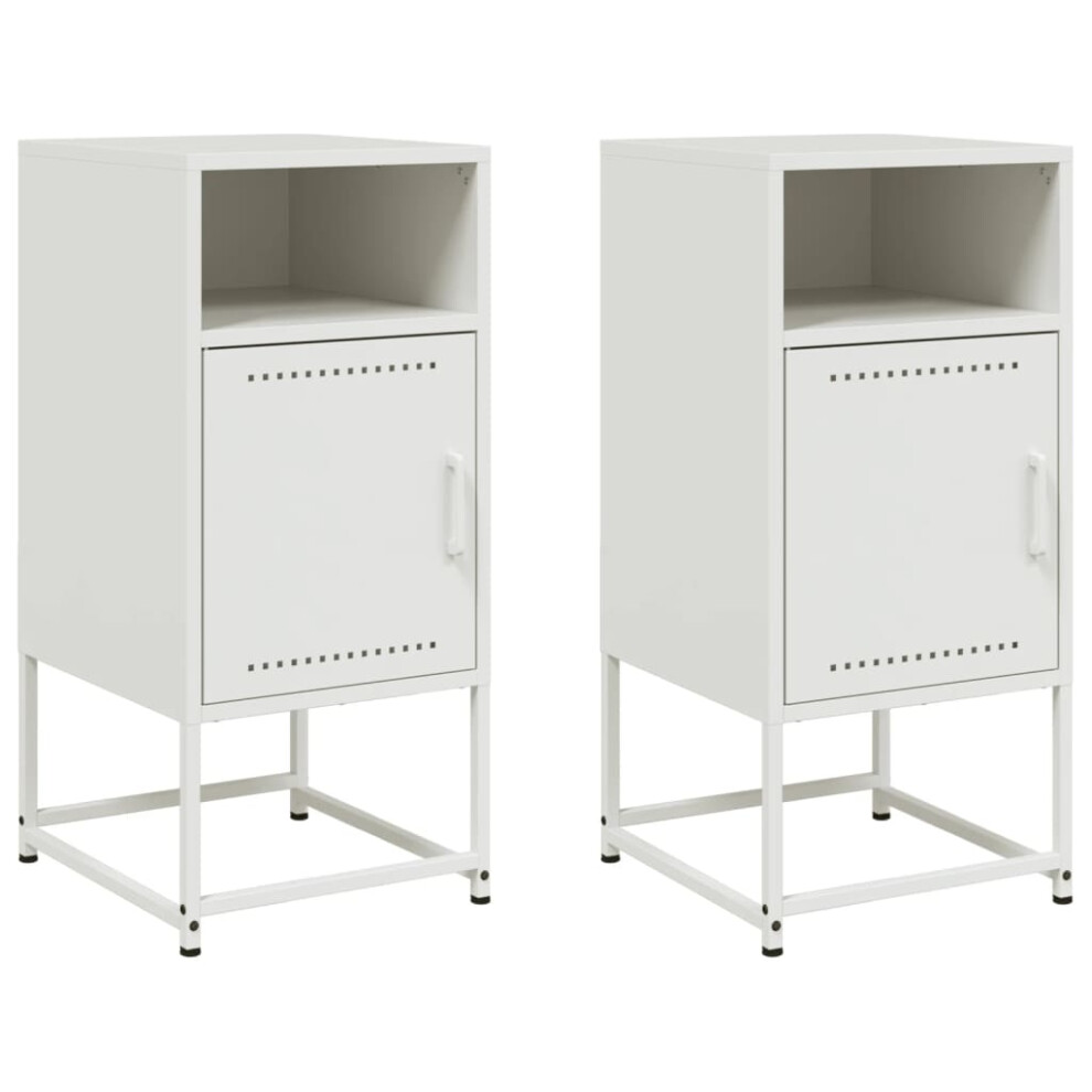Vidaxl (White, 2 Pcs) Bedside Cabinet Nightstand Bed Table Bed Cabinet Mustard Yellow Steel