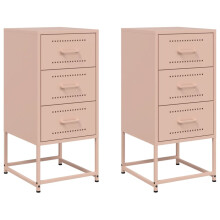 (pink, 2 pcs) vidaXL Bedside Cabinets Nightstand Bed Table Bed Cabinet 2 pcs Black Steel