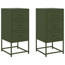 (green, 2 pcs) vidaXL Bedside Cabinets Nightstand Bed Table Bed Cabinet 2 pcs Black Steel