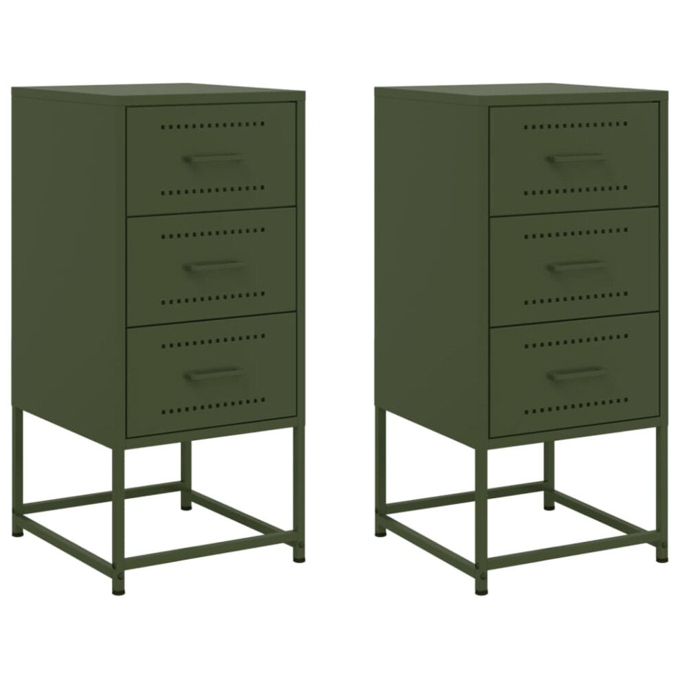 (green, 2 pcs) vidaXL Bedside Cabinets Nightstand Bed Table Bed Cabinet 2 pcs Black Steel