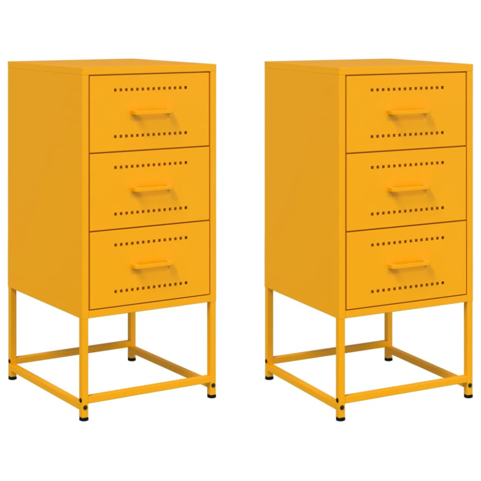Vidaxl (Yellow, 2 Pcs) Bedside Cabinets Nightstand Bed Table Bed Cabinet 2 Pcs Black Steel