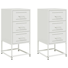 (white, 2 pcs) vidaXL Bedside Cabinets Nightstand Bed Table Bed Cabinet 2 pcs Black Steel