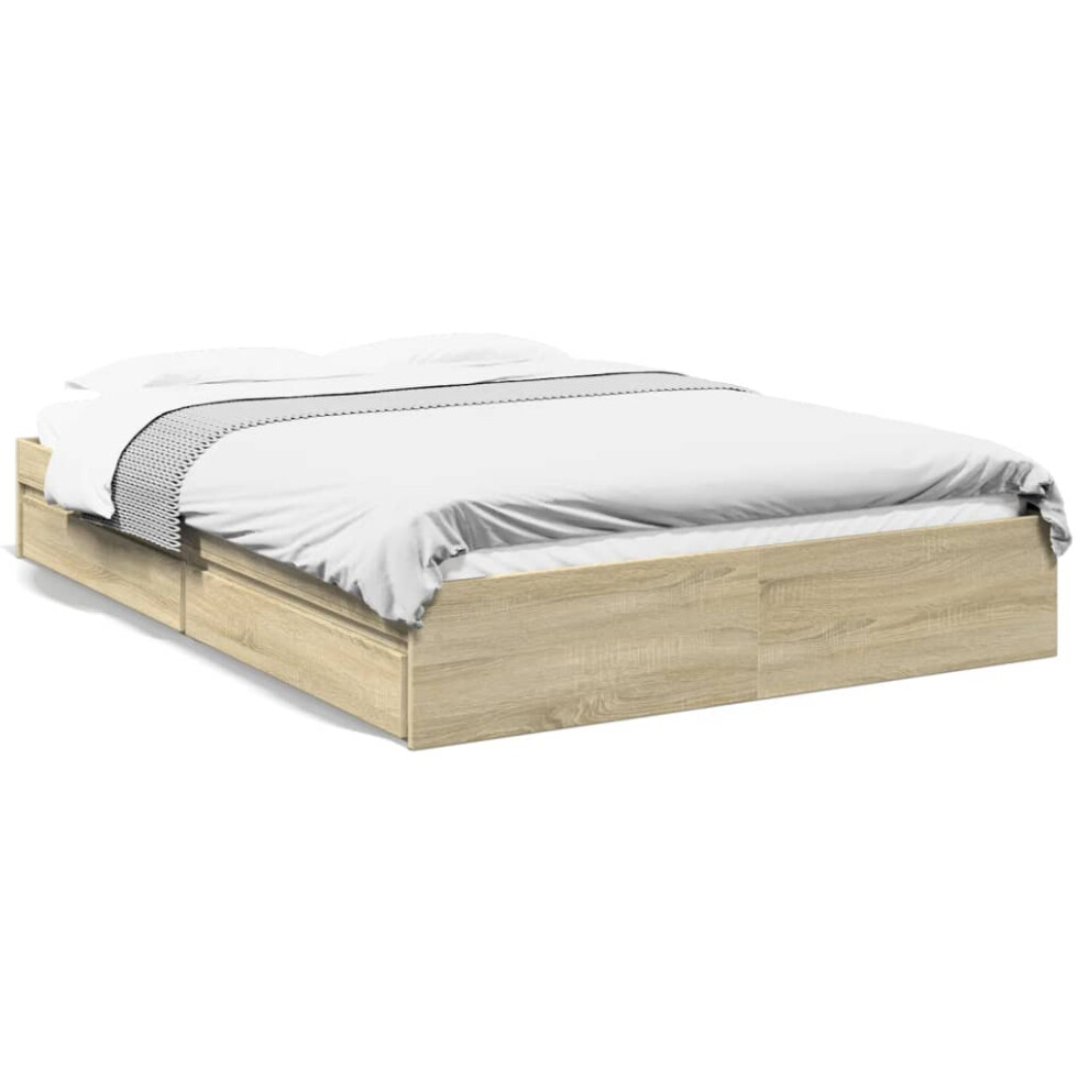 Vidaxl Bed Frame With Drawers Bed Base Sonoma Oak 160X200 Cm Engineered Wood