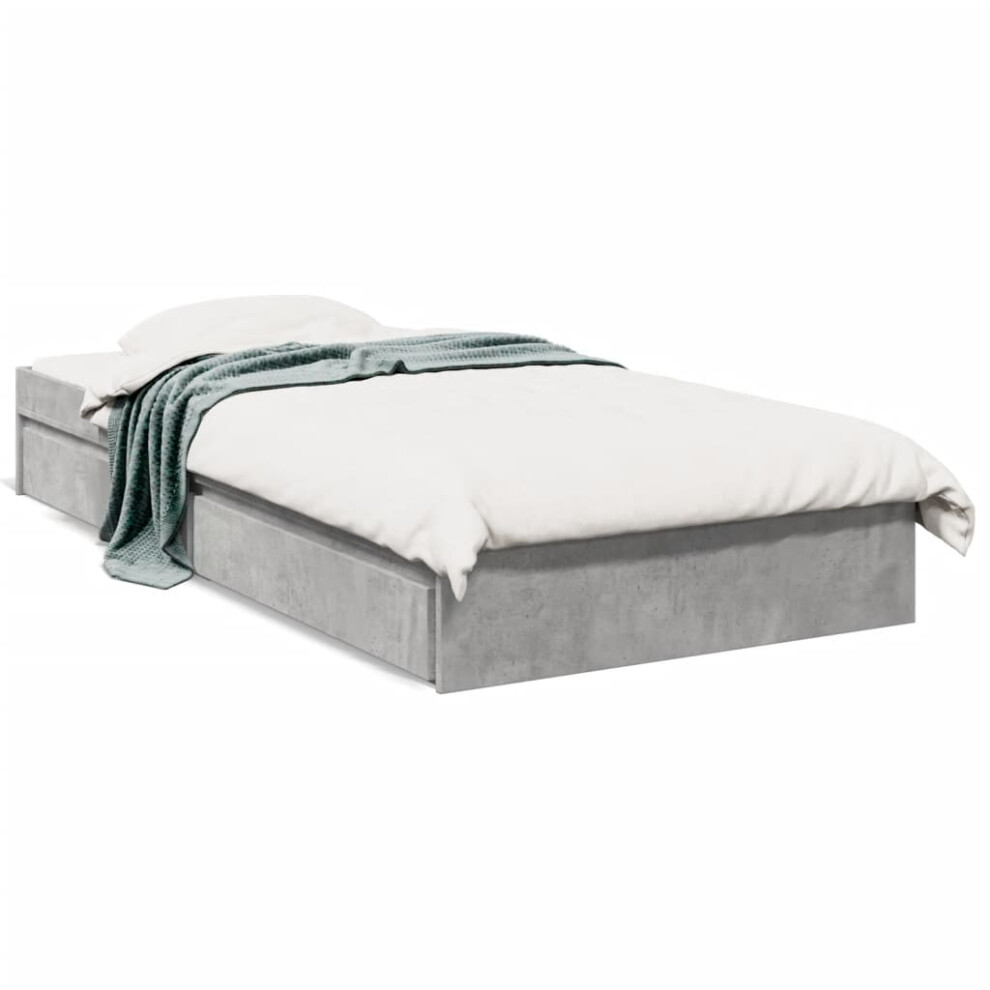 Vidaxl (Concrete 75 X 190 Cm) Bed Frame With Drawers Bed Black 135X190 Cm Double Engineered Wood Grey