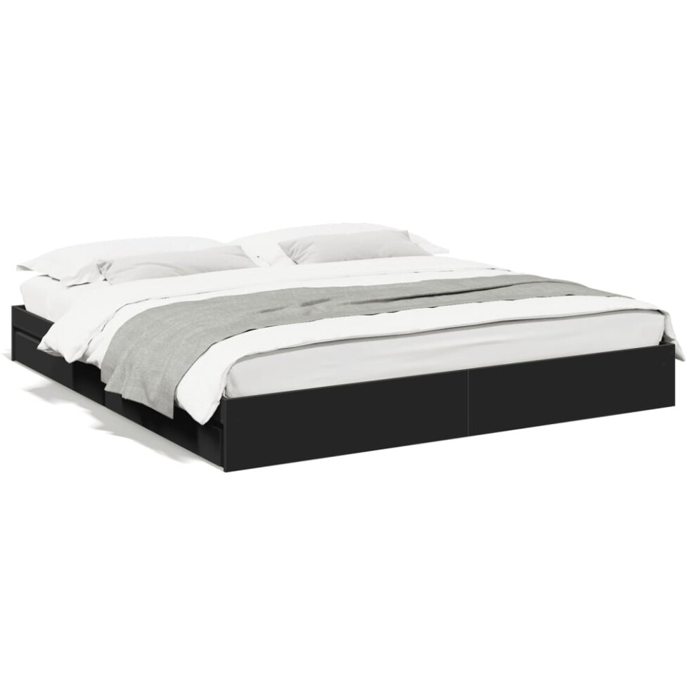 (black, 200 x 200 cm) vidaXL Bed Frame with Drawers Bed Black 135x190 cm Double Engineered Wood