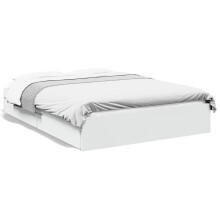 vidaXL Bed Frame with Drawers Home Bed Base White 140x190 cm Engineered Wood