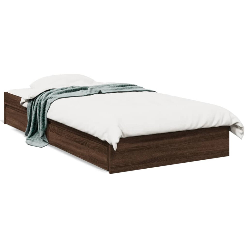 (brown oak, 90 x 200 cm) vidaXL Bed Frame with Drawers Bed Black 135x190 cm Double Engineered Wood