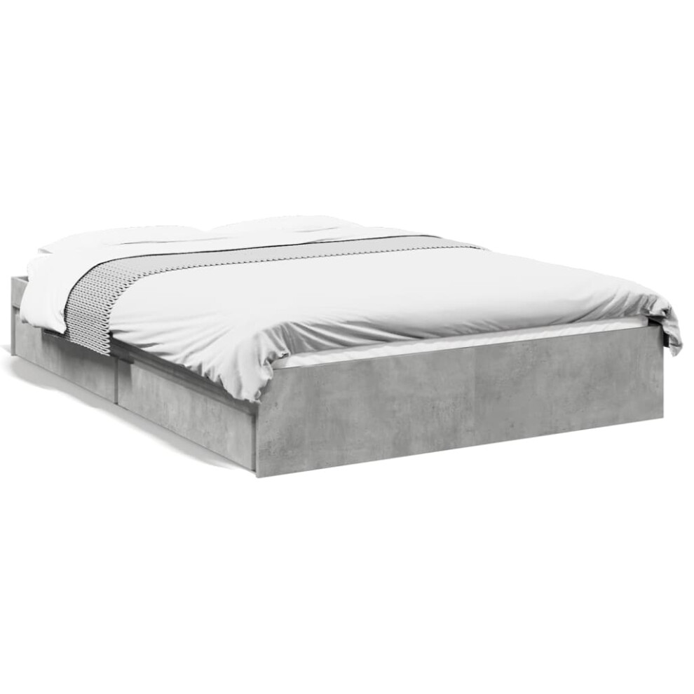 (concrete grey, 120 x 200 cm) vidaXL Bed Frame with Drawers Bed Black 135x190 cm Double Engineered Wood