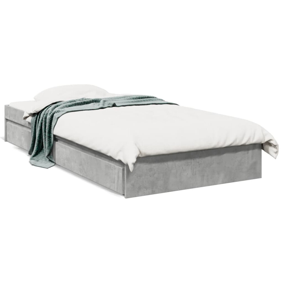 (concrete grey, 100 x 200 cm) vidaXL Bed Frame with Drawers Bed Black 135x190 cm Double Engineered Wood