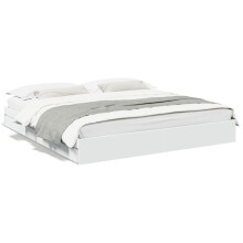 vidaXL Bed Frame with Drawers Home Bed Base White 200x200 cm Engineered Wood