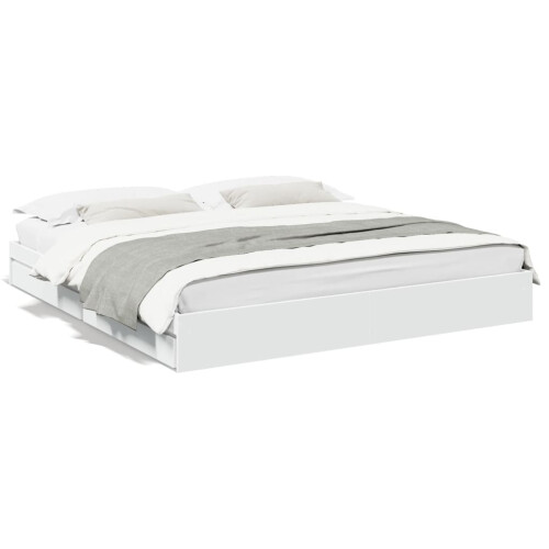 VidaXL vidaXL Bed Frame with Drawers Home Bed Base White 200x200 cm Engineered Wood