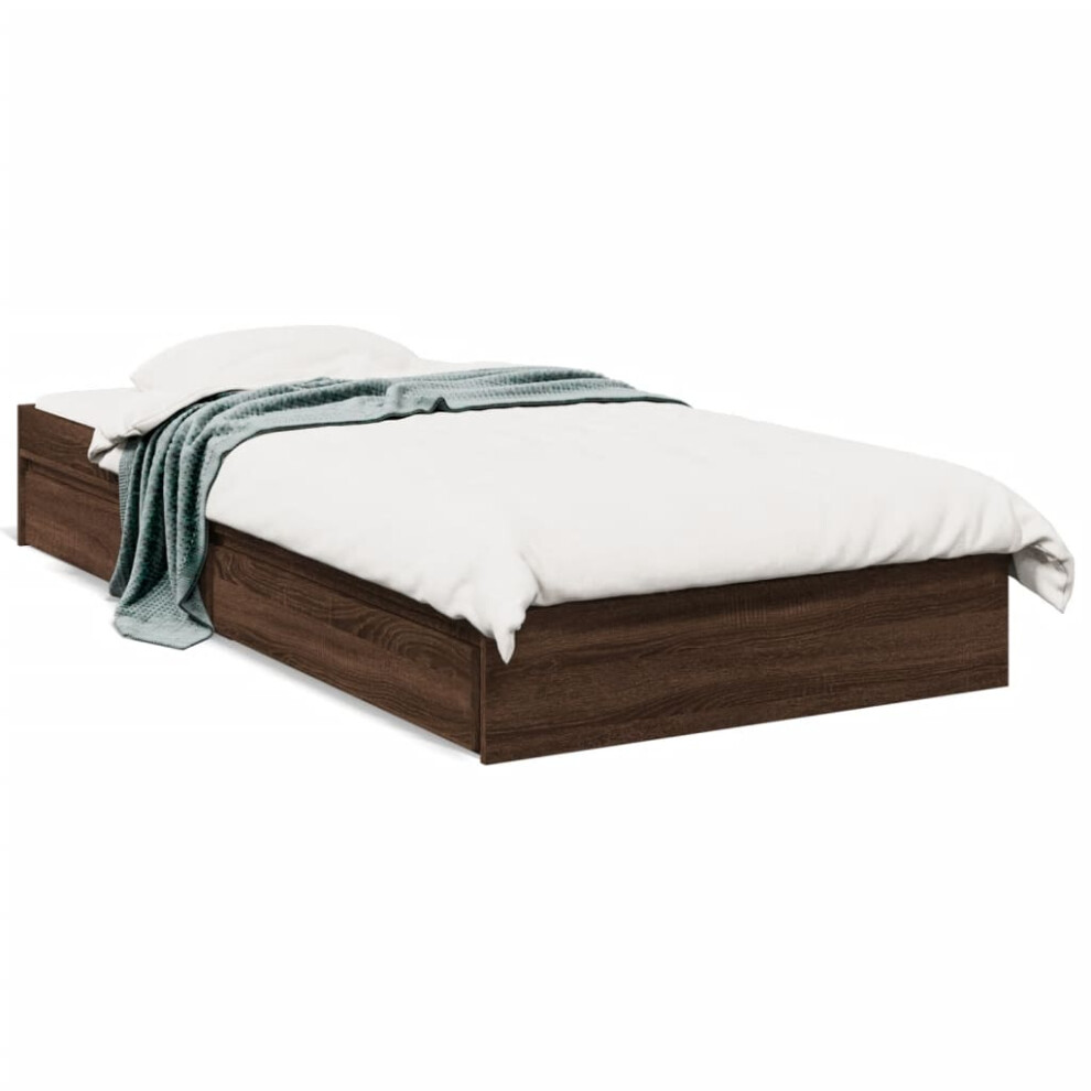 (brown oak, 90 x 190 cm) vidaXL Bed Frame with Drawers Bed Black 135x190 cm Double Engineered Wood