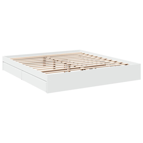 VidaXL vidaXL Bed Frame with Drawers Home Bed Base White 200x200 cm Engineered Wood 2