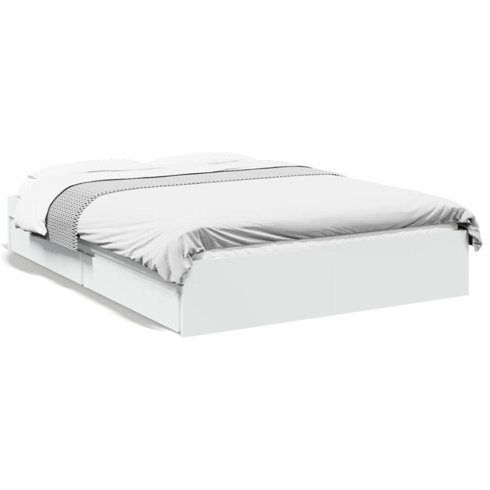 Vidaxl Bed Frame With Drawers Home Bed Base White 140X200 Cm Engineered Wood